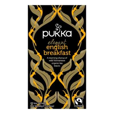 En æske med 20 breve Økologisk te med Elegant Breakfast fra Pukka