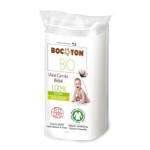 Bocoton Bio – 60 stk. Økologiske baby pads. 100% naturlige fibre Måler 11x9. 60 stk. Allergivenlige.