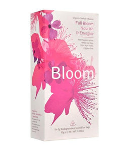 En æske med 30g Bloom Nourish & Energise te fra Solaris