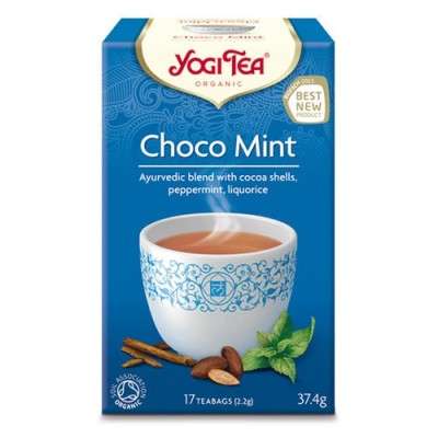 En æske med 17 br Økologisk Choco Mint fra Yogi Tea