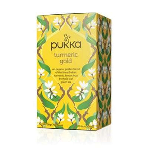 En æske med 20 breve Økologisk te med Turmeric Gold fra Pukka