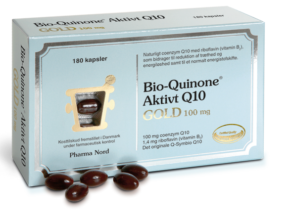 En æske Bio-Quinone aktivt Q10 Gold fra Pharma Nord