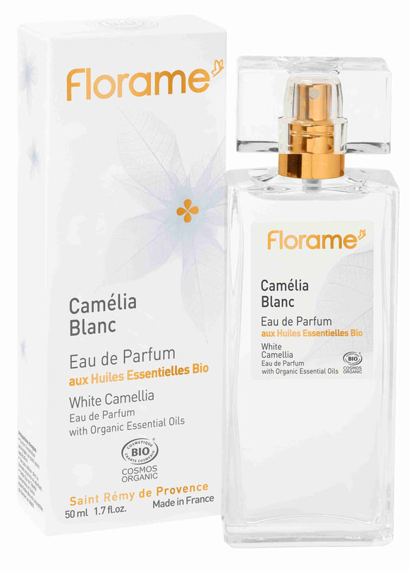 En flaske Økologisk Camelia Eau de Parfume fra Florame