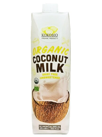 En liter Usødet kokosmælk fra KOKOBIO