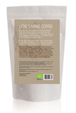 Bagsiden af en pose Filter kaffe med Lions Mane fra Gaia Trade Nordic