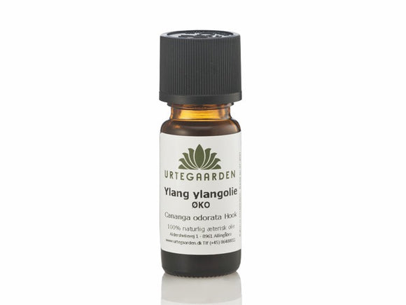En 5 ml flaske Økologisk æterisk olie med Ylang Ylang fra Urtegaarden