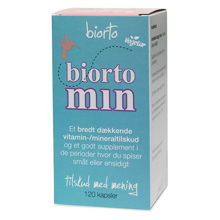 En pakke med 120 kapsler Vitamin/mineraltilskud Biortomin fra Biorto