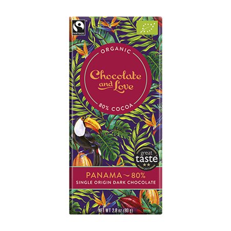 En 80 g bar Panama 80% fra Chocolate and Love