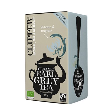 En æske Økologisk Earl Grey te fra Clipper