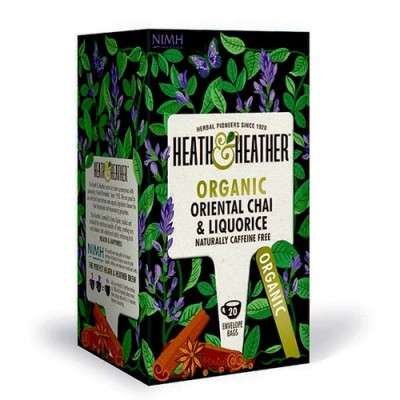 En pakke Orientalsk Chai og Lakrids te fra Heath & Heather