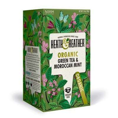 En pakke Grøn te og Marokkansk mynte te fra Heath & Heather