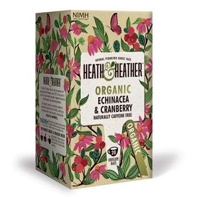 En pakke Echinacea og Tranebær te fra Heath & Heather