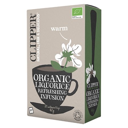 En pakke  Økologisk Lakridsrods te fra Clipper