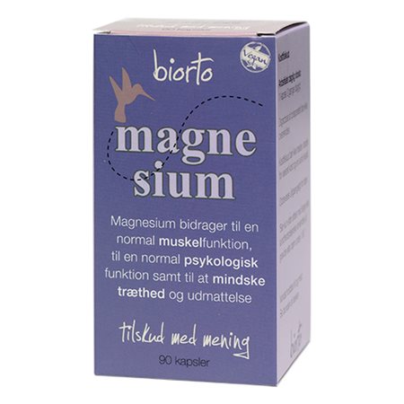 En pakke med 90 kapsler Magnesium kosttilskud fra Biorto