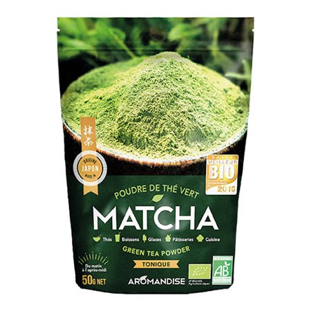 En pose Matcha Grøn te pulver fra Clearspring