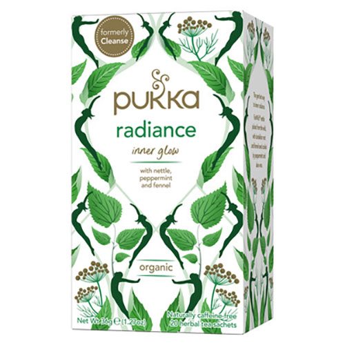 En pakke bed 20 breve Økologisk te med Radiance fra Pukka