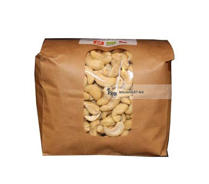 En pose med 1 kg Økologisk Cashewnødder fra Solhjulet