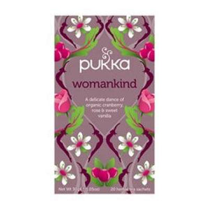 En æske med 20 breve Økologisk te med Womankind fra Pukka