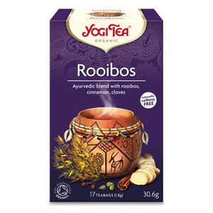En æske med 17 breve Økologisk Rooibos te fra Yogi Tea