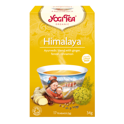 En æske med 17 breve Økologisk The Himalaya te fra Yogi Tea